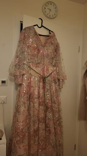 Customer photo review of Long Sleeves Floral Beaded Tulle Dress