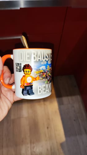 Customer photo review of TassenExpress - Becher Keramik Tasse mit Logo bedruckt 325ml Firmenlogo
