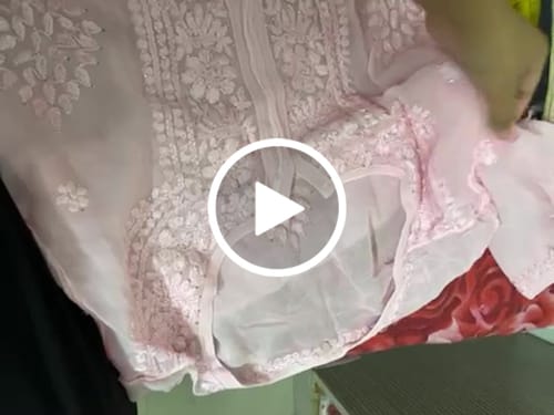 Customer video review of Hoor Baby Pink Viscose Georgette Kurta