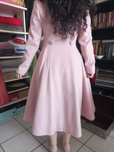 Customer photo review of Winter Double Breasted Wool Coat in Pink 3240