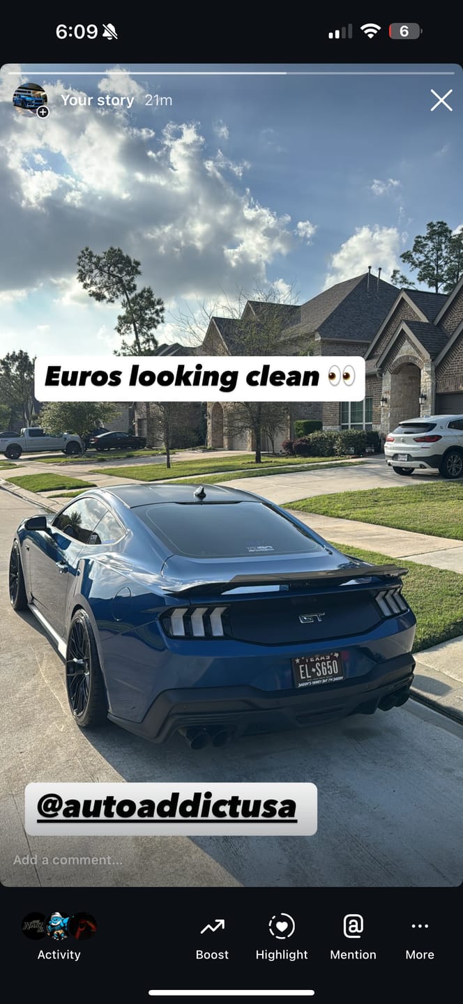 Customer photo review of 2024 + Ford Mustang S650 Euro Style Taillights Amber Turn Signal Sequential