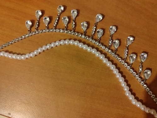 Customer photo review of Crystal Rhinestone Multilayer Pearl Choker Necklace With Delicate Cubic Zirconia Accents — White | KIMLUD
