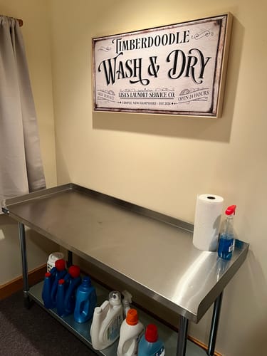 Customer photo review of Personalized Laundry Service Sign