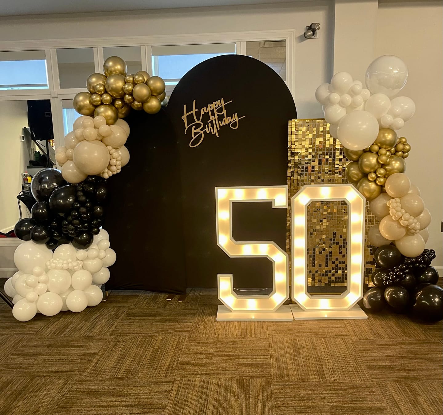 Customer photo review of White Birthday Baby Shower Bridal Anniversary  Party Arch Backdrop Wall Cloth Cover