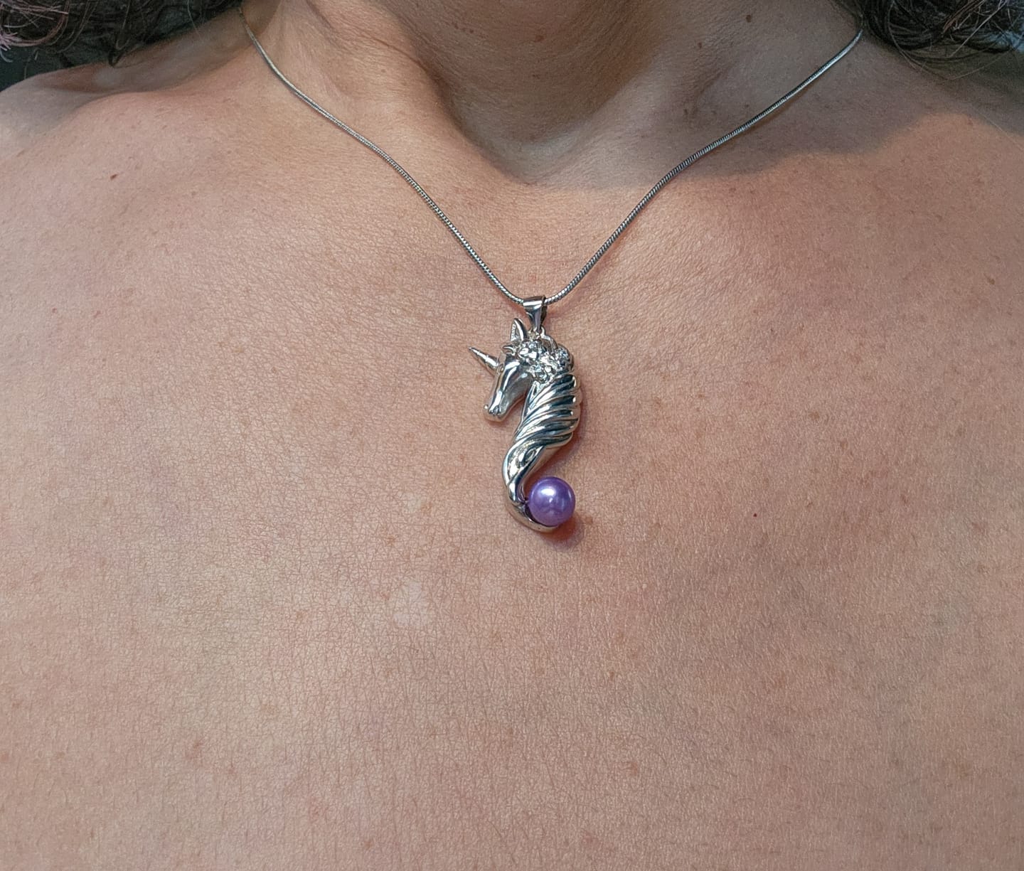 Customer photo review of DIY Mount Pendant - 925 Sterling Silver Unicorn Rhinestone Flower Petals (Big Piece)