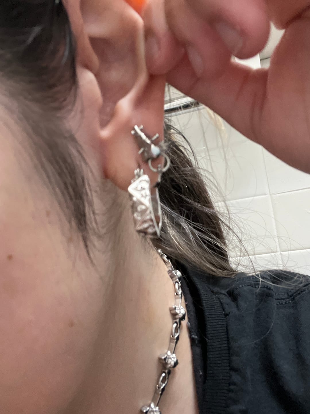 Customer photo review of "NOSE" STUD EARRING