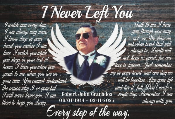 Customer photo review of Personalized Canvas Prints, Custom Photo, Memorial Gifts, Sympathy Gifts, Angel Wings I Never Left You Love Dem Canvas