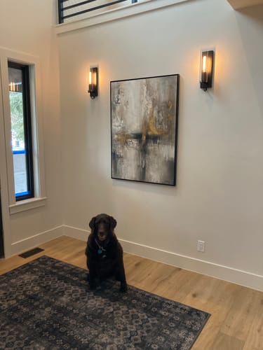 Customer photo review of Large Gold and Grey Abstract Painting – Textured Oil Canvas for Modern Interiors