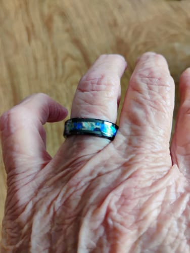 Customer photo review of Titanium Carbide Ring with Cremation Ashes