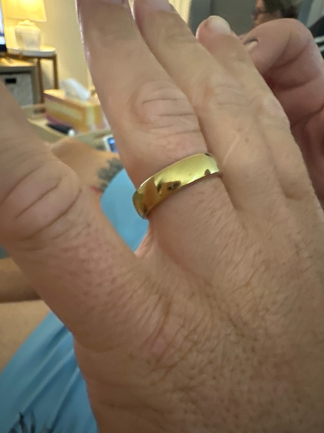 Customer photo review of The Bond - Gold 6mm Tungsten Gloss Finish Curved Ring