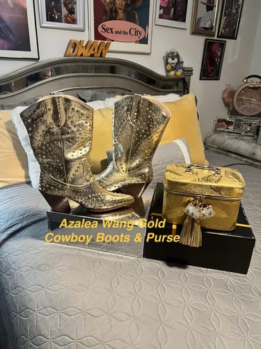 Customer photo review of APPEASE-GOLD STUDDED WESTERN BOOTIE