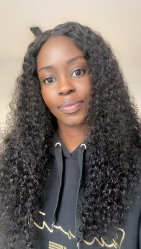 Customer photo review of MORE FACE 360 Glueless Wig Water Wave Invisi Drawstring Wear And Go Wig Quick Install Pre-Bleached And Pre-Cut HD Lace Human Hair Wigs Beginner Friendly