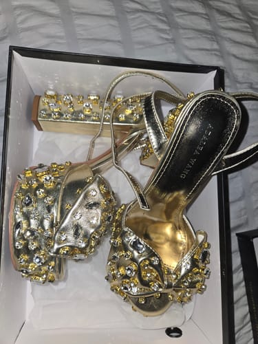 Customer photo review of MAYA-GOLD PLATFORM HEELED SANDAL