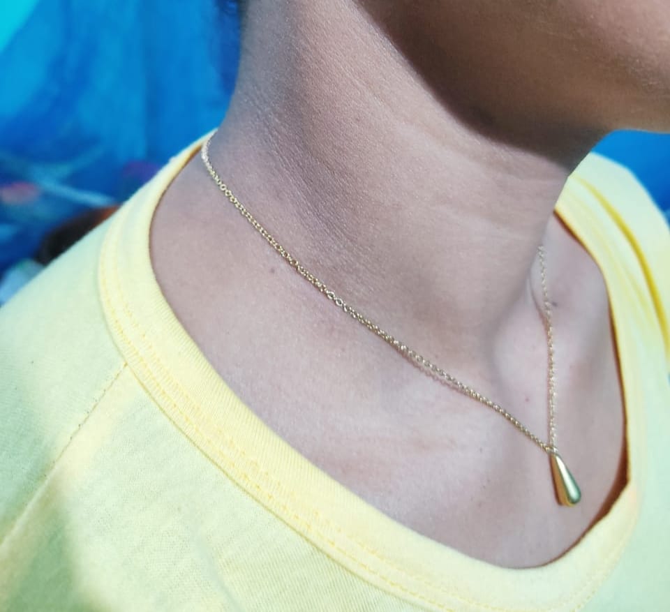 Customer photo review of Thin Drop Necklace