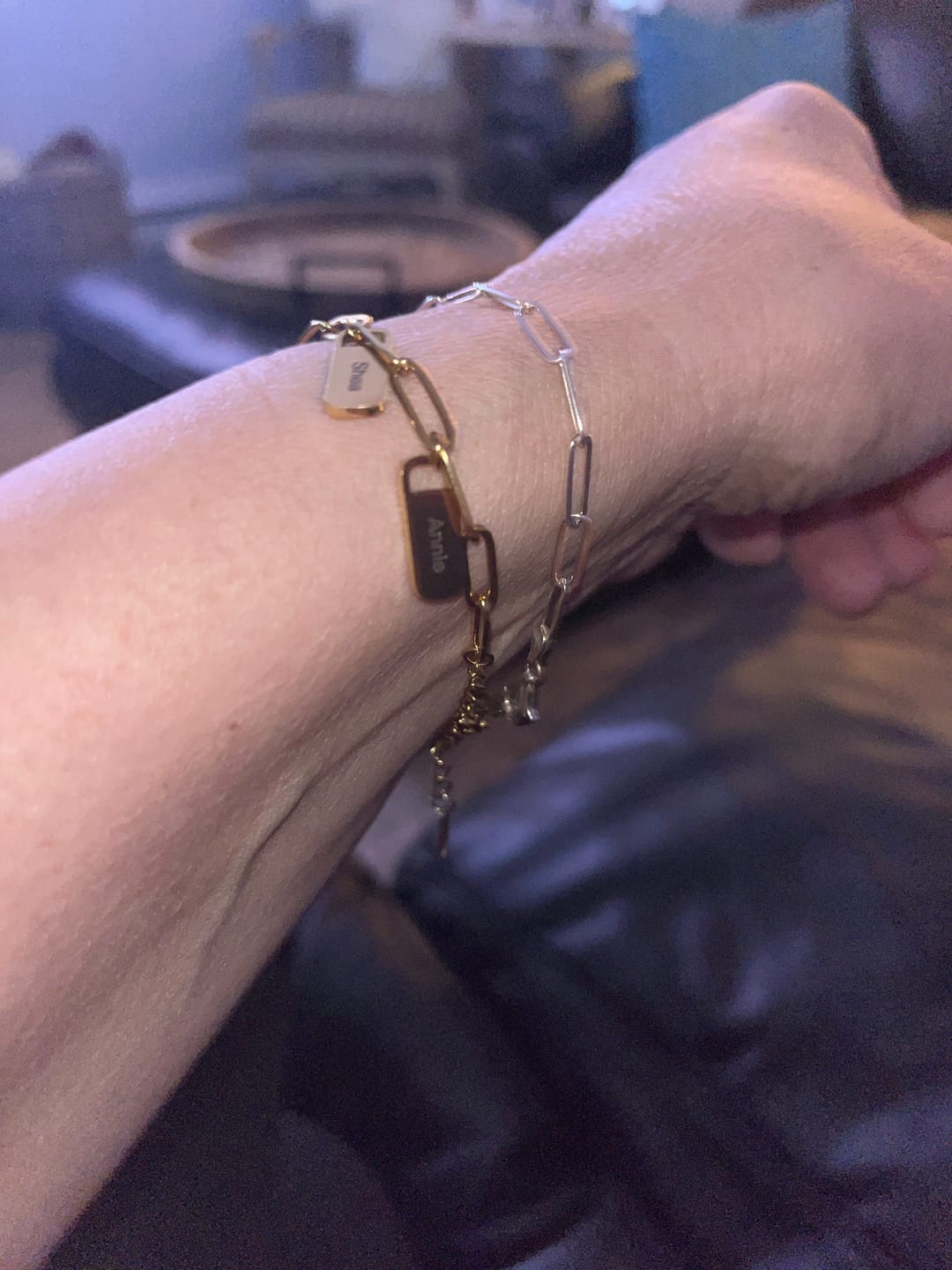 Customer photo review of Personalized Chain Link Bracelet with Custom Name Charms