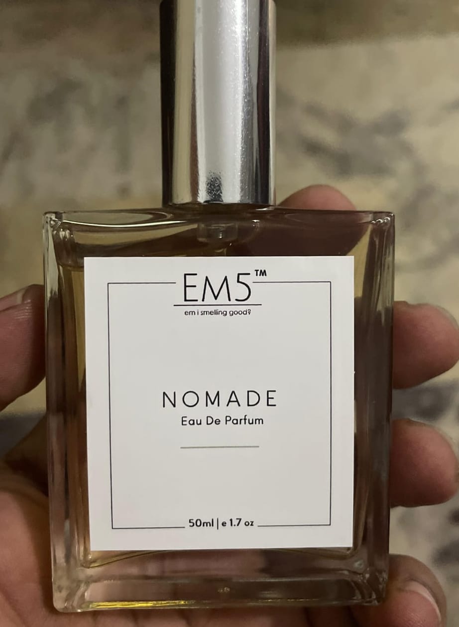 Customer photo review of EM5™ Nomade Unisex Perfume EDP Spray for Men & Women | Amber Oud Smoky Leather Fragrance Accords | Luxury Gift for Him / Her | Variants Available: 50 ml Spray / 15 ml Spray