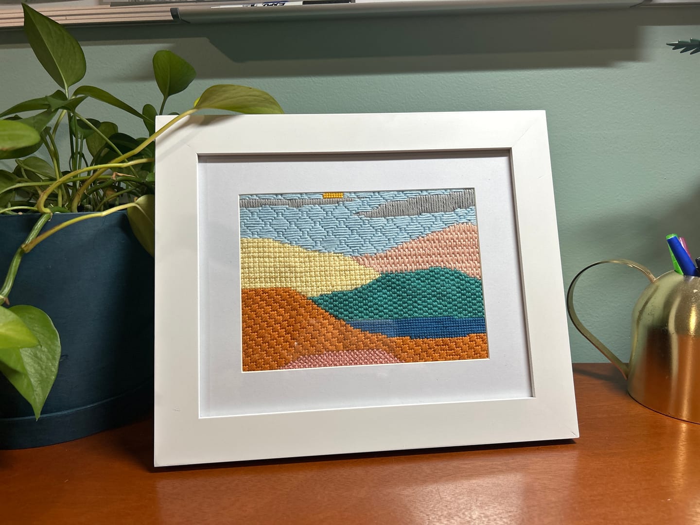 Customer photo review of Peaceful Mountains Beginner Needlepoint Kit