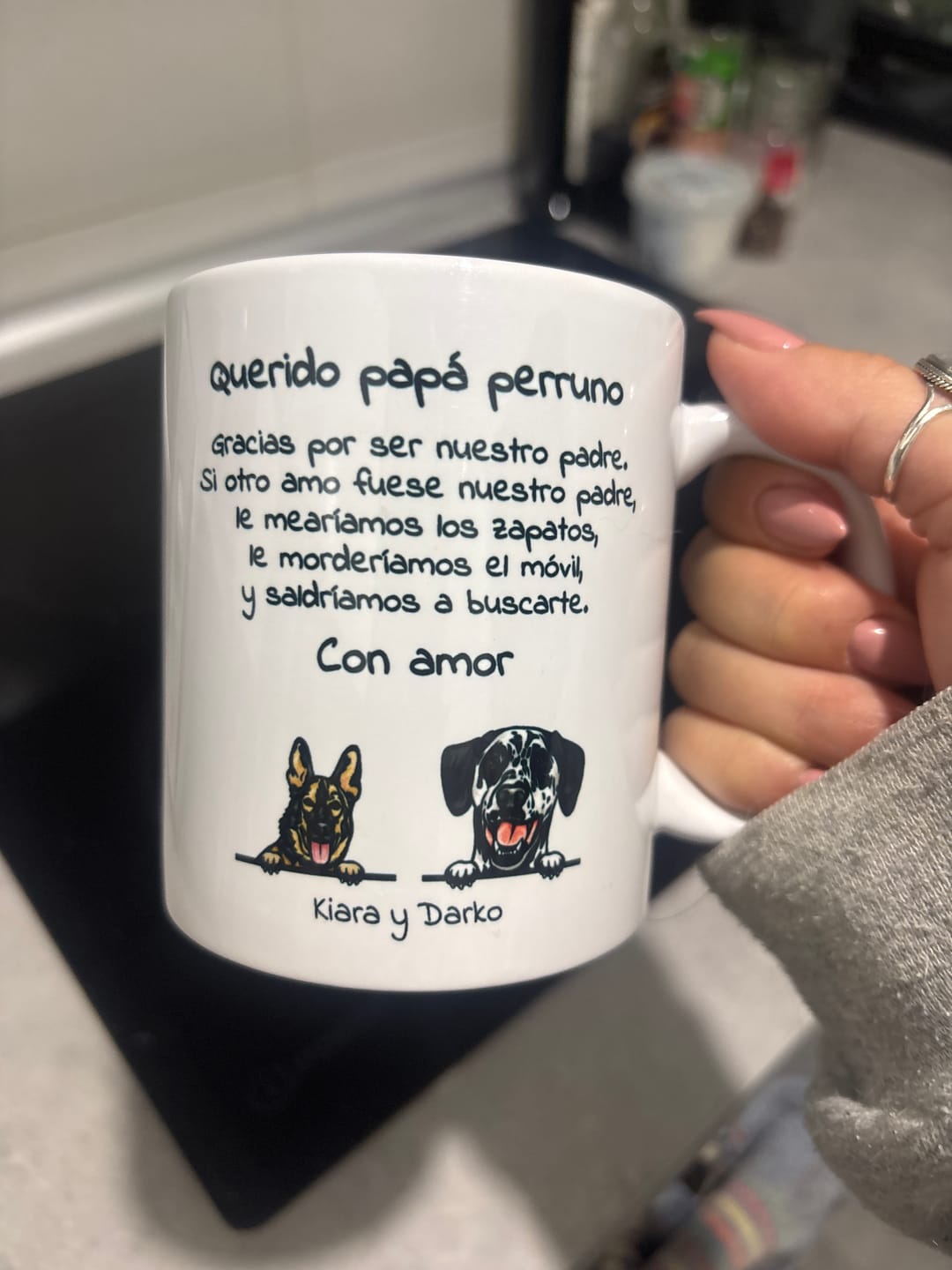 Customer photo review of Querido papá perruno - Taza personalizada