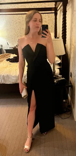 Customer photo review of Janelle Column Dress by Aidan Mattox - RENTAL