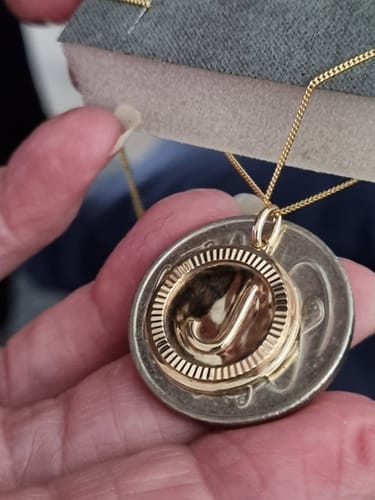 Customer photo review of Initial Round Pendant in Solid 9ct Yellow Gold