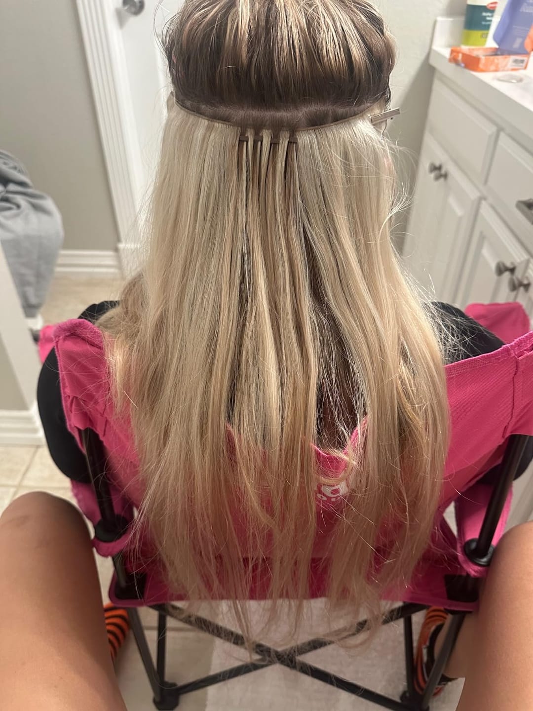 Customer photo review of Virgin Genius Weft Brazilian Human Hair Beige Blonde Highlights (#18P613)