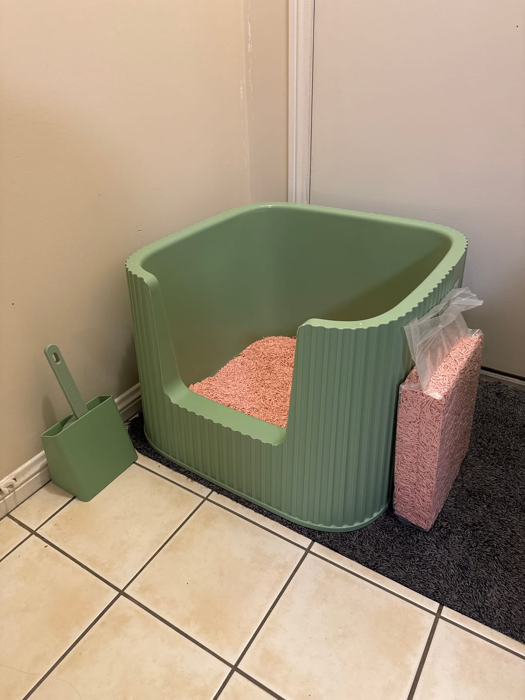 Customer photo review of Michu Tofu Cat Litter Gen3 - Natural Clumping Tofu-Based Formula - Value Box 5 kg
