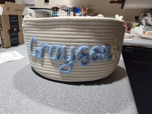Customer photo review of Baby Knits™ Personalized Knitted Basket