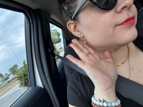 Customer photo review of My Huggies Hoop Earrings