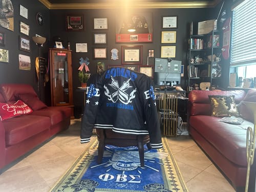 Customer photo review of Fraternity Jacket - Phi Beta Sigma Letters Baseball Jacket