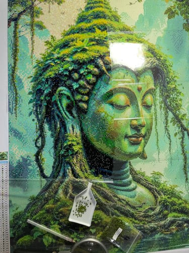Customer photo review of 5D Diamond Painting mit AB-Effekt – Naturverbundener Buddha