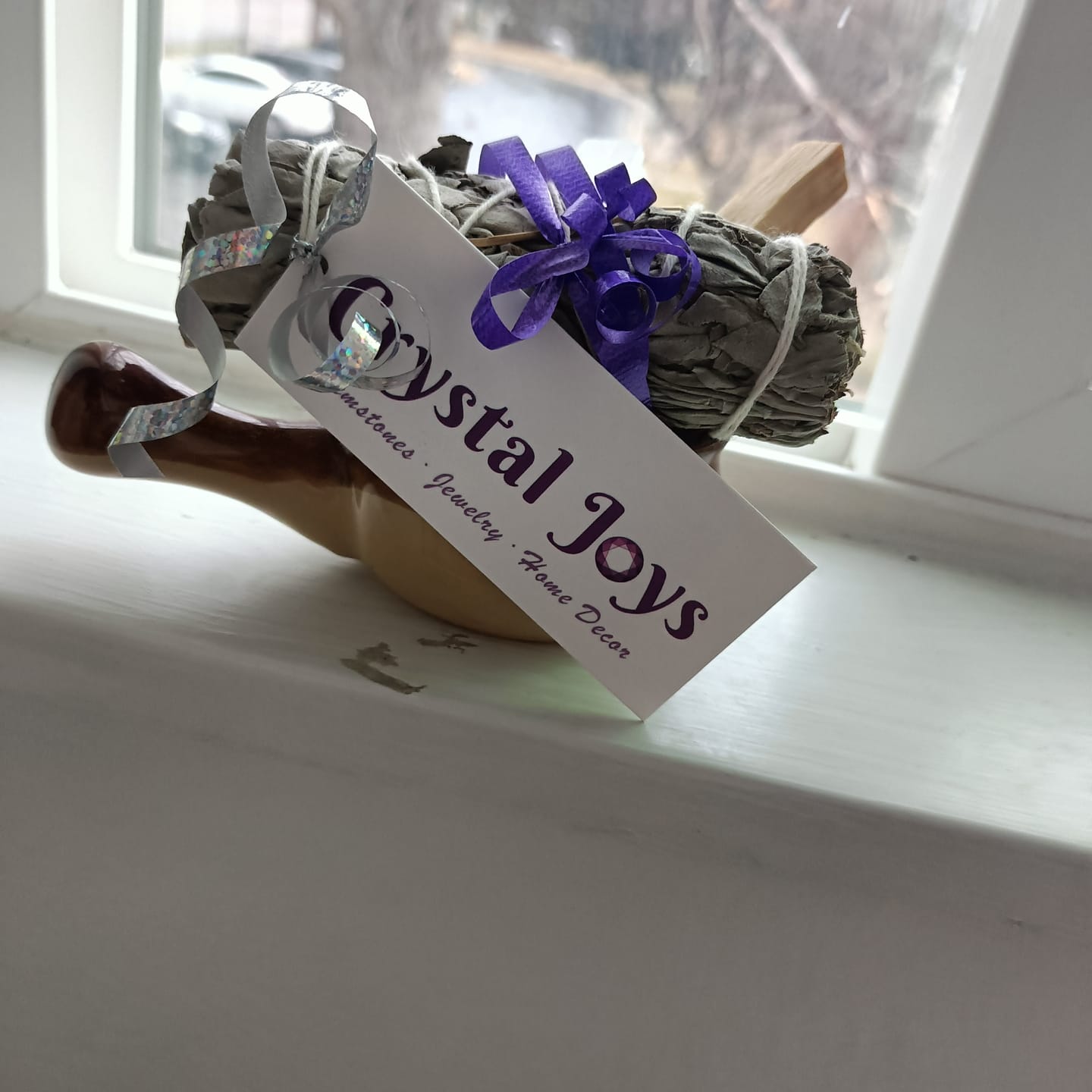 Customer photo review of Balancing Intention Bundle with Wrapped Sage, Selenite Stick and Palo Santo