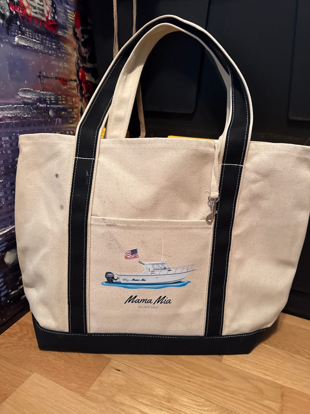 Customer photo review of Custom Boat Tote Bags