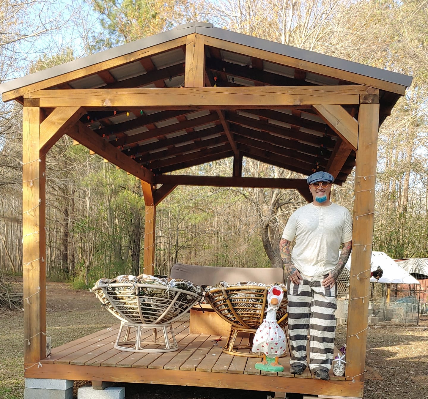 Customer photo review of Striped Denim Newsboy Cap