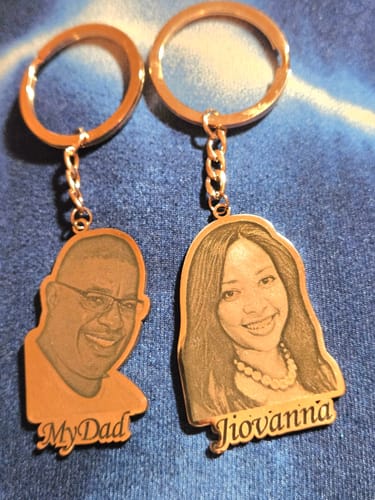 Customer photo review of Custom Photo Engraved Keychain