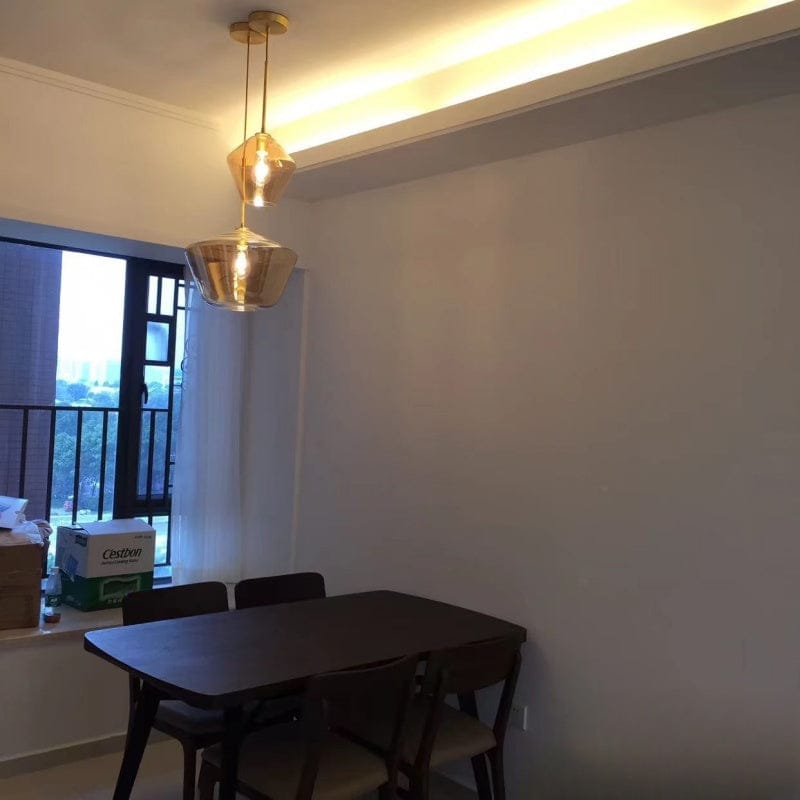Customer photo review of Modern Minimalist Amber Glass Pendant Light