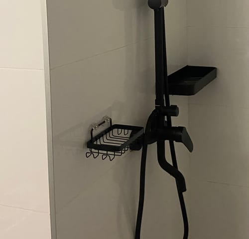 Customer photo review of Jabonera Metálica Negro Mate Soporte Jabón Pared