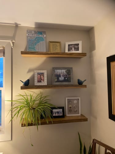 Customer photo review of Rustic Floating Shelves