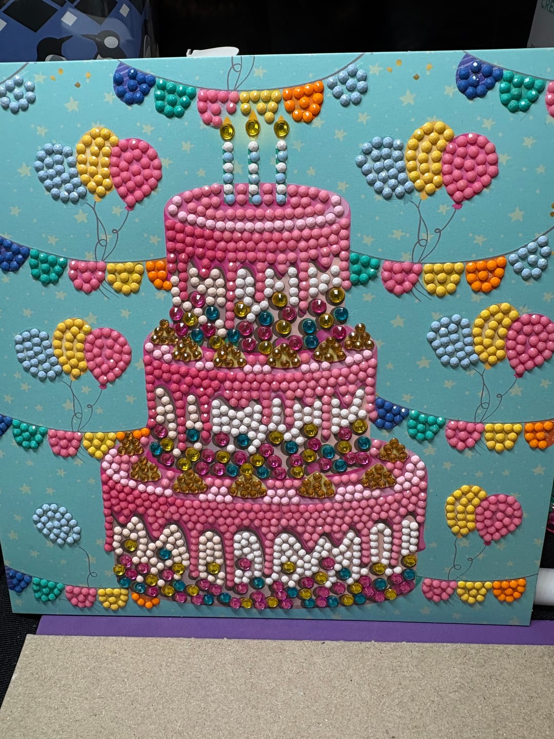 Customer photo review of "Happy Birthday" Crystal Art Card 18x18cm