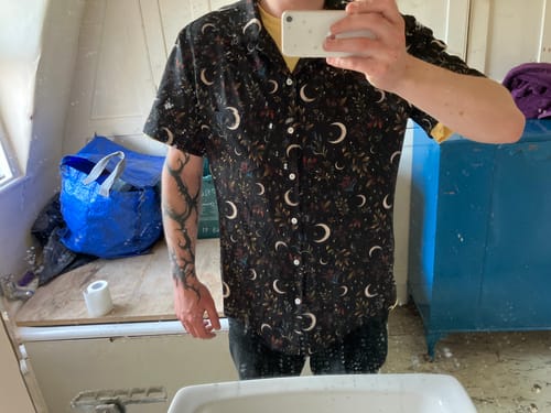 Customer photo review of Episodic Crescent Moon Garden Button Up Shirt