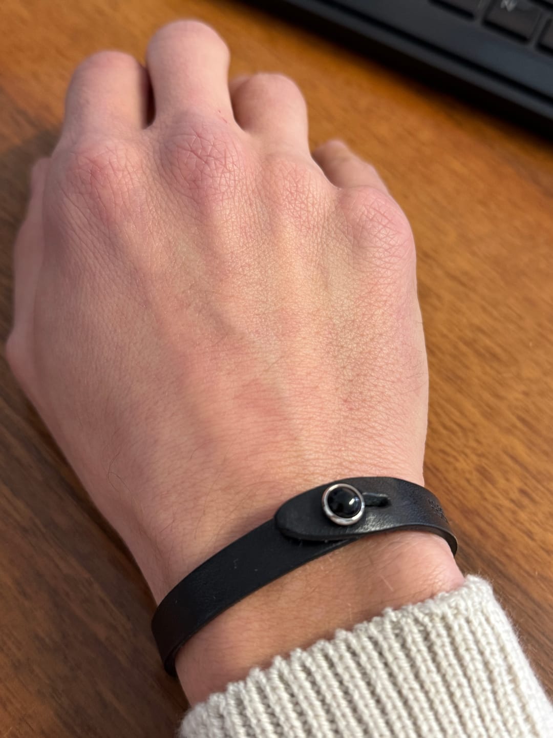Customer photo review of Bracciale pelle io Onice Tulsi