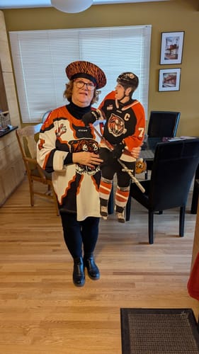 Customer photo review of Orange And Black Tiger Stripe Print Bucket Hat