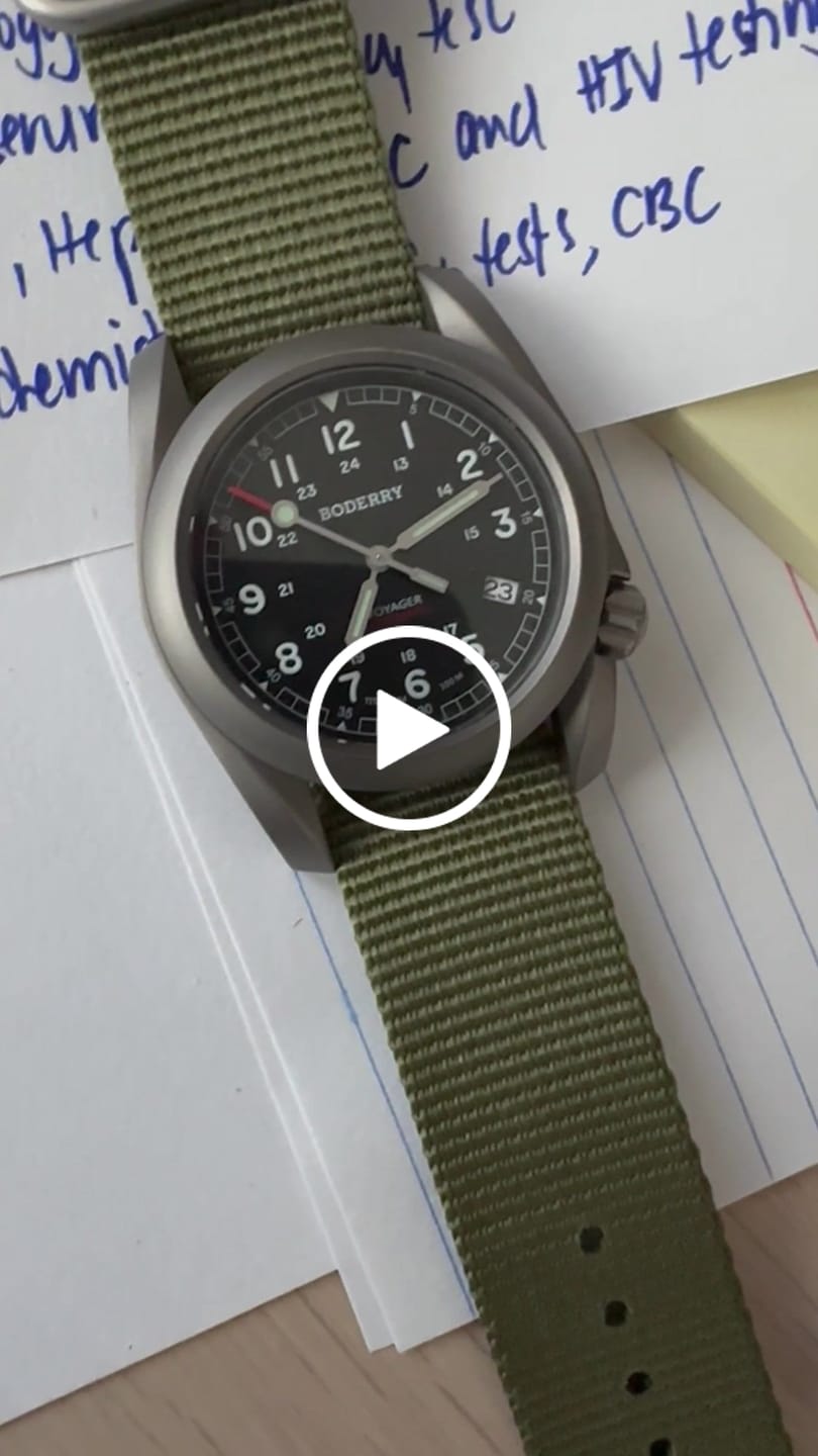 Customer video review of VOYAGER - 100M Waterproof Titanium Automatic Field Watch | Black/ArmyGreen