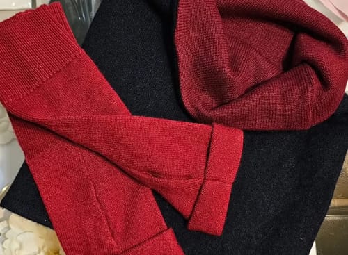 Customer photo review of Men’s Navy Blue and Burgundy Luxury Double Layered Snood
