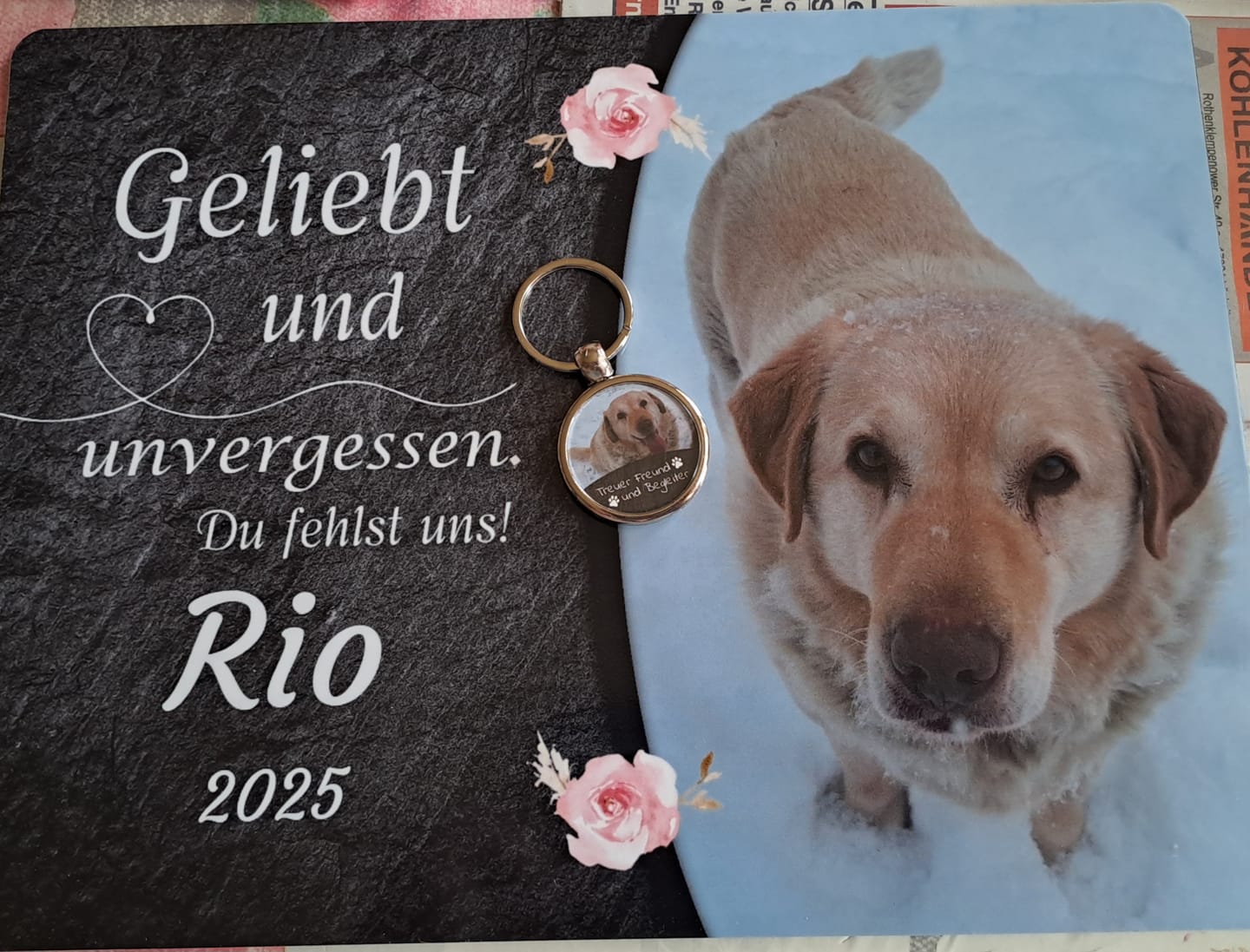 Customer photo review of Gedenk-Schlüsselanhänger mit Foto & Text Angebot