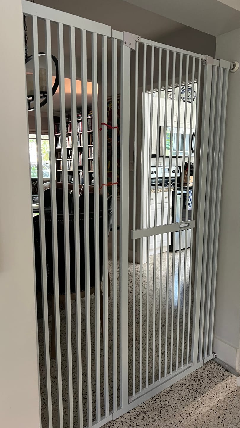 Customer photo review of FairyBaby 72" Tall Cat Gate with Narrow Bar Spacing