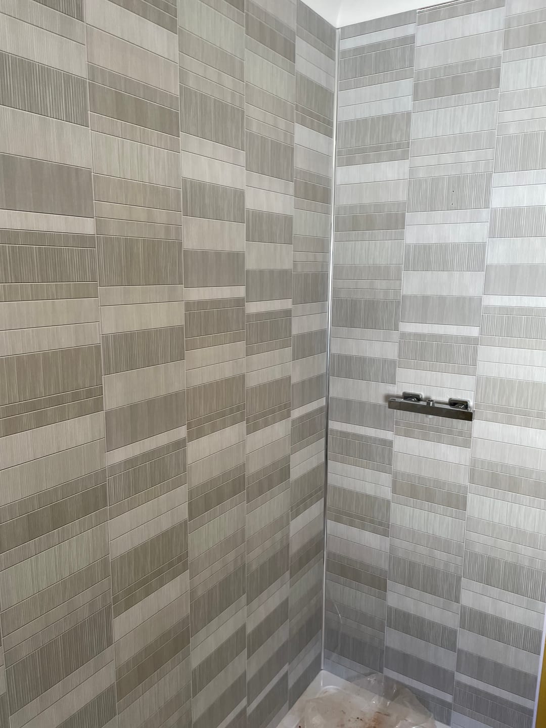 Customer photo review of 8mm Light Grey Mosaic Bathroom Wall Panel 2.6M