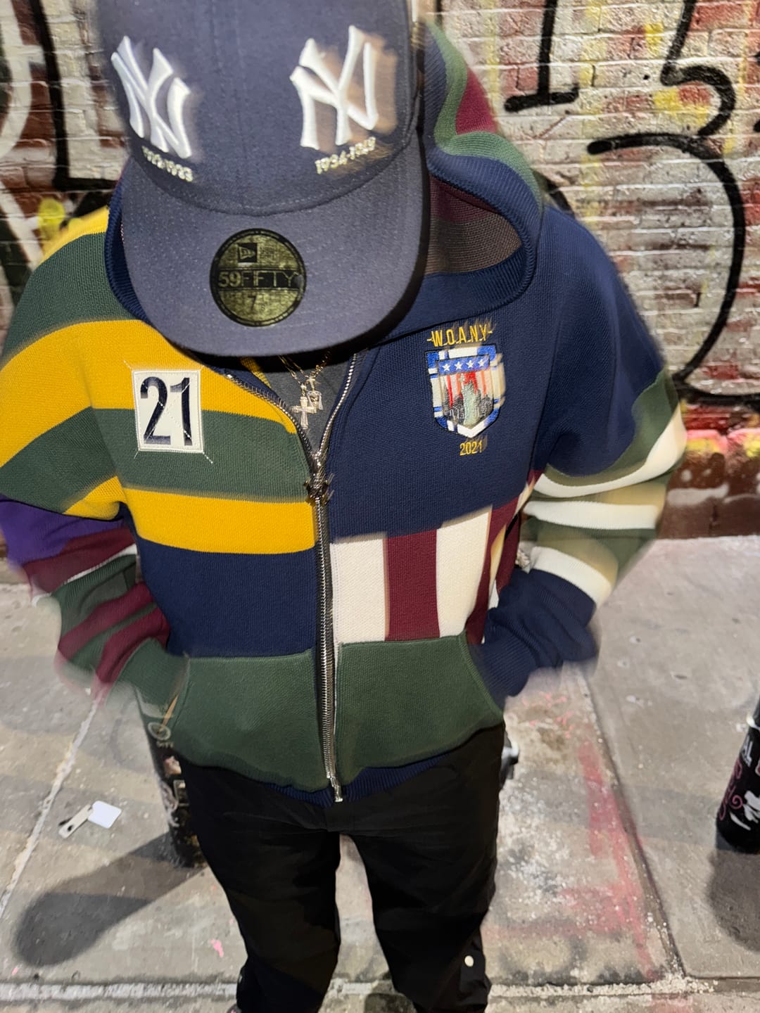 Customer photo review of Clinton Rugby Knit Hoodie- Navy Multi
