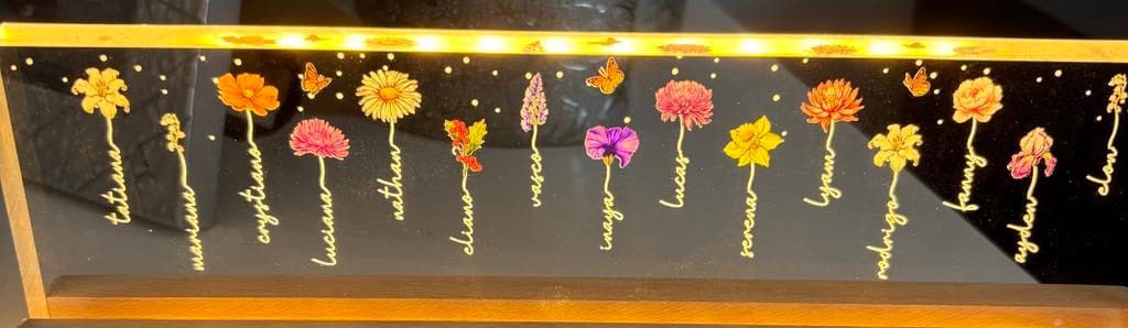 Customer photo review of Le Jardin de Mamie - Plaque LED acrylique personnalisée avec fleurs pour Maman et Mamie