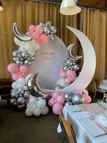 Customer photo review of 6.5ft Portable Crescent Moon Shape Stand for Baby Showers & Birthday & Wedding Events