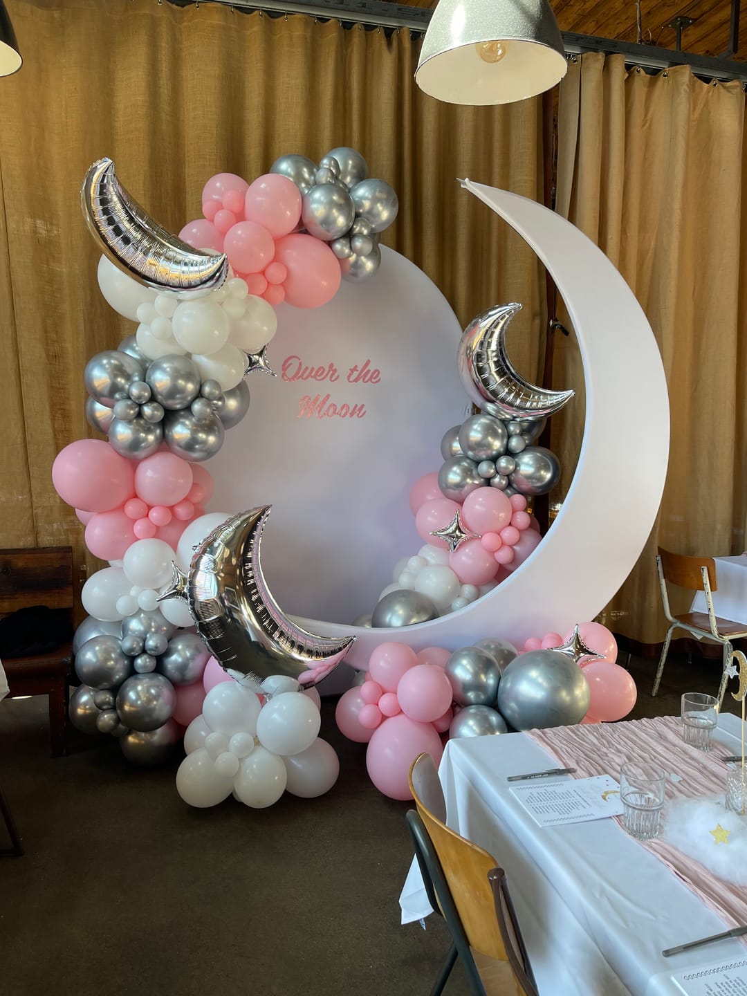 Customer photo review of 6.5ft Portable Crescent Moon Shape Stand for Baby Showers & Birthday & Wedding Events